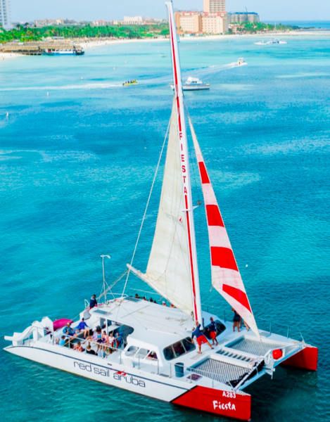Catamaran getting ready to sail.